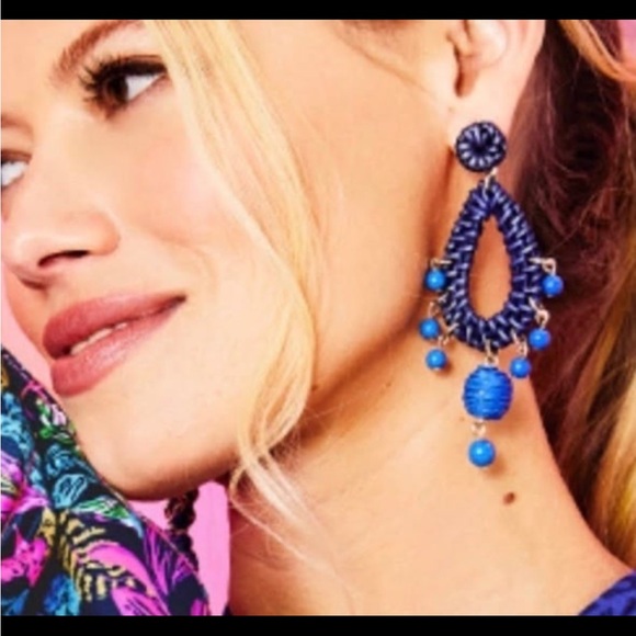 Lilly Pulitzer Raffia Earrings in Alba Blue - Picture 7 of 8